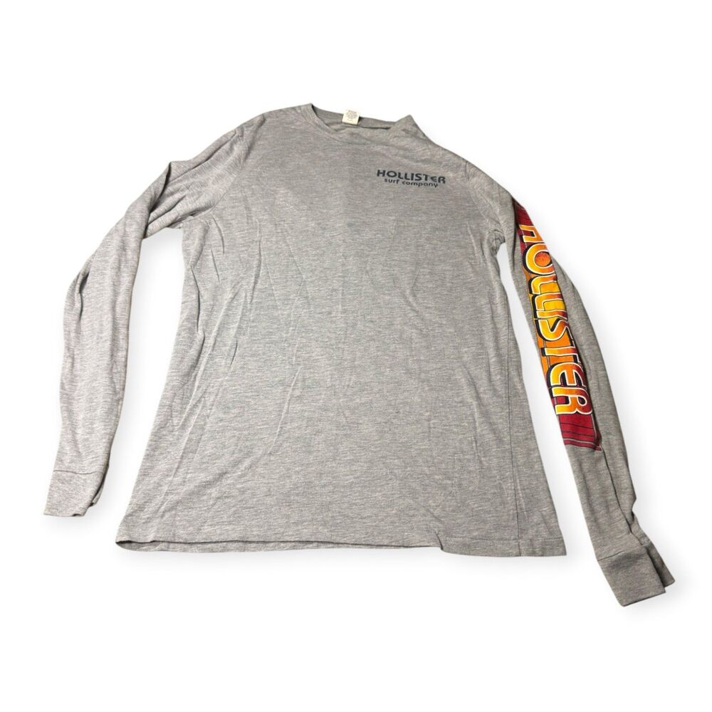 Hollister Long Sleeve T-Shirt Gray Tee Size XL Women's Shirt Beach Y2K 90s VTG
